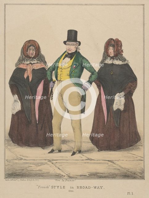 Vive la France, "French" Style in Broadway, 1840. Creator: Alfred E. Baker.