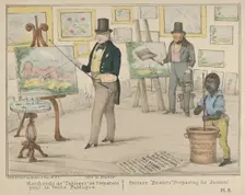 Vive la France, Marchands de "Tableaux" se Preparant pour la Vente Publique / Picture "Dea..., 1840. Creator: Alfred E. Baker