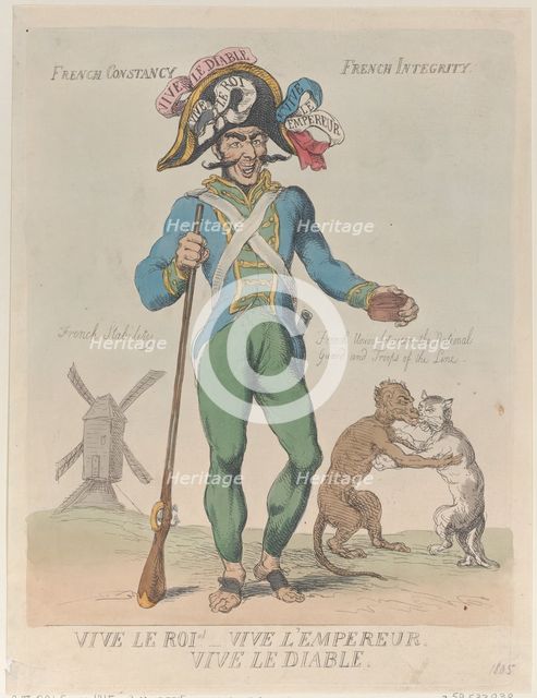 Vive Le Roi! Vive L'Empereur. Vive Le Diable., April 12, 1815., April 12, 1815. Creator: Thomas Rowlandson.