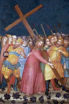 Via Crucis detail of the fresco murals by Ferrer Bassa preserved in the Chapel of St. Michael of…