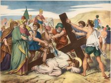 Via Crucis. Ninth Station. Jesus falls the third time ashore. Drawing by Pascual. Barsal Editions…