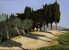 Via di campagna con cipressi, 1862. Creator: Abbati, Giuseppe (1836-1868)