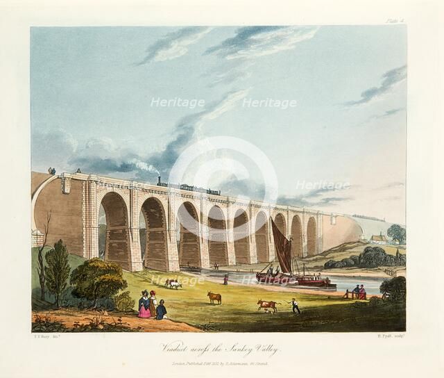 Viaduct across the Sankey Valley, Warrington, Cheshire, February 1831.  Artist: Thomas Talbot Bury.