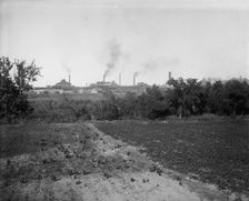Viaduct and bottle works, Streator, Ill., 1901 Oct 11. Creator: Unknown