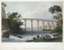 Viaduct on the Baltimore & Washington Railroad, c1838. Creator: Henry Adlard