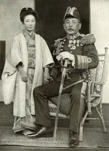 Vice-Admiral Kamimura and His Daughter Hoshiko 1910. Creator: Herbert Ponting