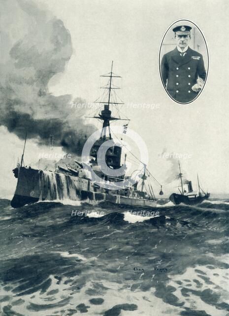'Vice Admiral Sir John Jellicoe's Flagship, Iron Duke, Being Coaled at Sea. Inset: Vice-Admiral Jell Creator: Unknown.