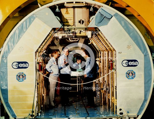 Vice President Bush with Spacelab Astronauts, Florida, USA, 1982.  Creator: NASA.