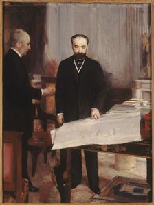 Vice-Rector Greard presenting plans for the new Sorbonne to President Sadi Carnot, 1894. Creator: Alfred Philippe Roll