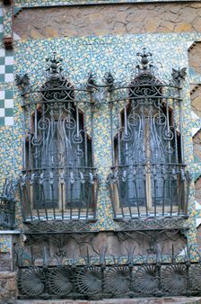 Vicens House, detail of wrought iron windows, designed by Antoni Gaudí i Cornet (1852-1926)