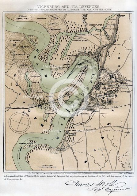 Vicksburg, Mississippi, and its defences, 1862-1867.Artist: W Kemble