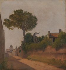 Vicolo Sterrato, now Salita di S. Nicola da Tolentino in Rome, 1837-1840. Creator: Constantin Hansen