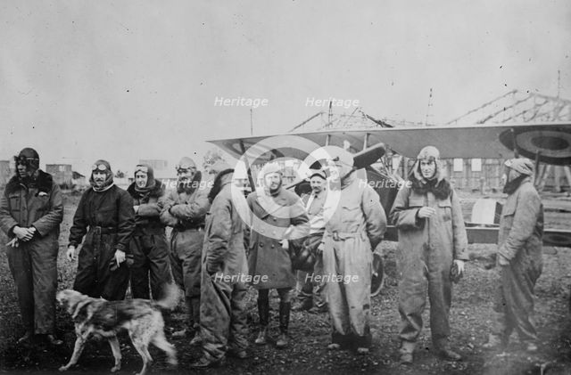 Victor Chapman, Elliott Cowdin, Wm. Thaw, Norman Prince, K. Rockwell, Bert Hall, Lieut..., c1915. Creator: Bain News Service.