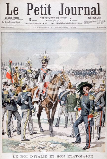 Victor Emmanuel III, king of Italy and his state-major, 1903. Artist: Unknown