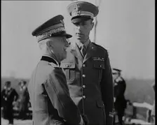 Victor Emmanuel III, King of Italy Talking to a Man in Uniform, 1930s. Creator: British Pathe Ltd