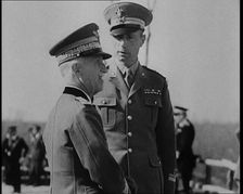 Victor Emmanuel III, King of Italy Talking to a Man in Uniform, 1930s. Creator: British Pathe Ltd