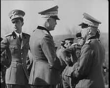Victor Emmanuel III, King of Italy Talking to Men in Uniform, 1930s. Creator: British Pathe Ltd