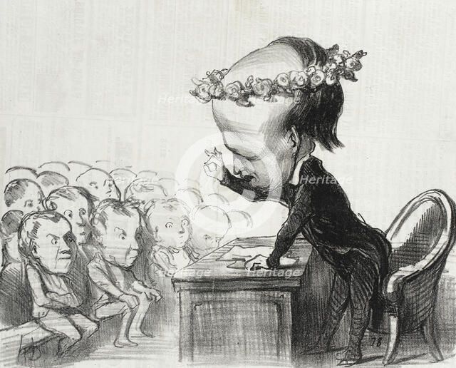 Victor Hugo dans un discours en trois points.., 1849. Creator: Honore Daumier.