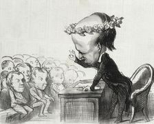 Victor Hugo dans un discours en trois points.., 1849. Creator: Honore Daumier