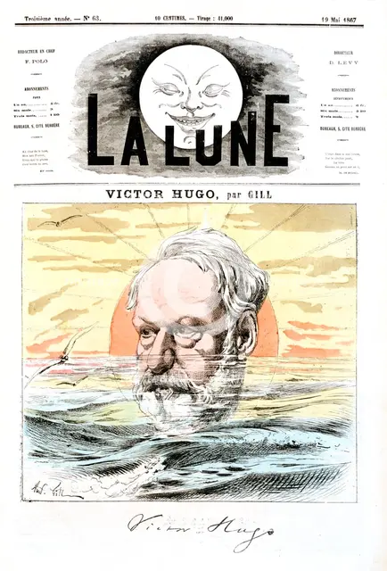 Victor Hugo, French poet, dramatist and novelist, 1867. Artist: Andre Gill