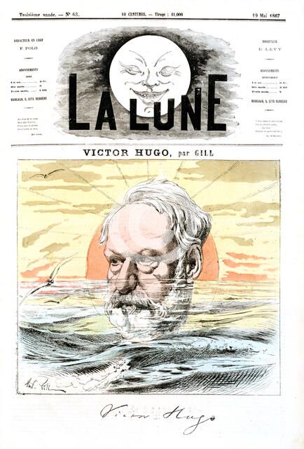 Victor Hugo, French poet, dramatist and novelist, 1867. Artist: Andre Gill