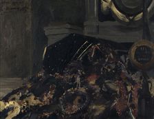 Victor Hugo's coffin covered with wreaths, 1885. Creator: E Durang