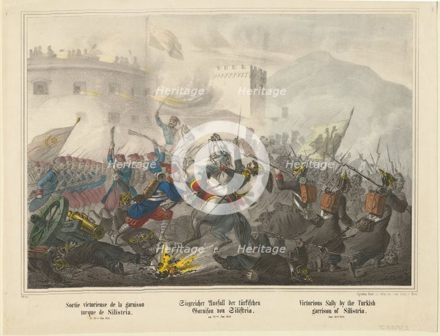 Victorious Sally by the Turkish garrison of Silistria on June 14th, 1854, 1854. Artist: Scholz, Joseph (active 19th century)