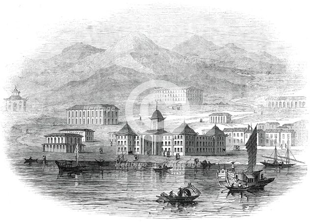 Victoria Barracks, Hong Kong - from a sketch by a correspondent, 1845. Creator: Unknown.