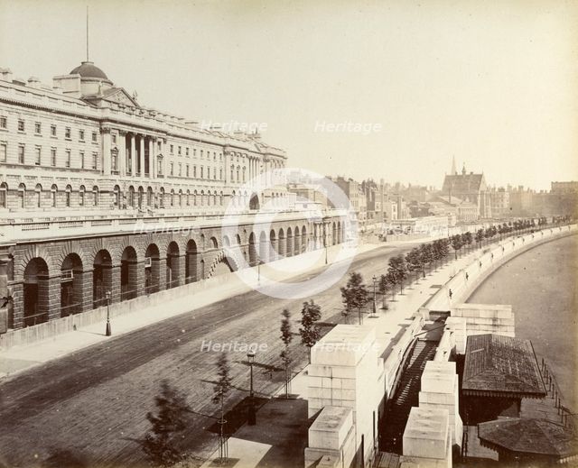 Victoria Embankment, showing Somerset House, London, 1887. Artist: Unknown