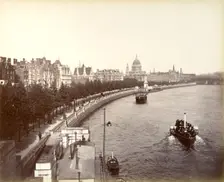Victoria Embankment, showing Temple Gardens and St Paul's Cathedral, London, 1887
