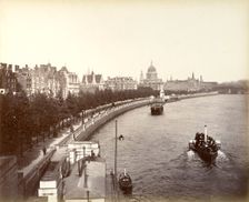 Victoria Embankment, showing Temple Gardens and St Paul's Cathedral, London, 1887