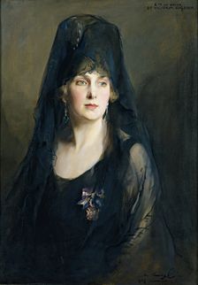 Victoria Eugenie of Battenberg, wearing a mantilla, 1927. Creator: Philip A de Laszlo