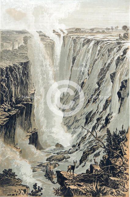 Victoria Falls, Africa, viewed from the east, 1866. Artist: Unknown