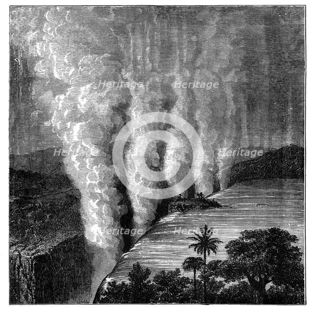 Victoria Falls on the Zambezi River, Africa, c1890. Artist: Unknown