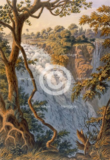 Victoria Falls: The Leaping Water, pub. 1864. Creator: Thomas Baines (1820-75).