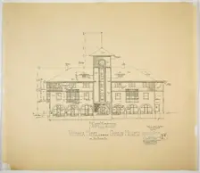 Victoria Hotel, Chicago Heights, Illinois, Front Elevation, 1892. Creator: Adler & Sullivan