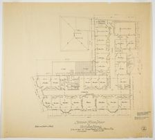 Victoria Hotel, Chicago Heights, Illinois, Second Floor Plan, 1892. Creator: Adler & Sullivan