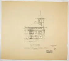 Victoria Hotel, Chicago Heights, Illinois, West Elevation, 1892. Creator: Adler & Sullivan