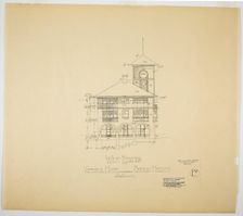 Victoria Hotel, Chicago Heights, Illinois, West Elevation, 1892. Creator: Adler & Sullivan
