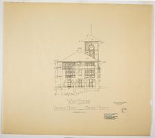 Victoria Hotel, Chicago Heights, Illinois, West Elevation, 1892. Creator: Adler & Sullivan