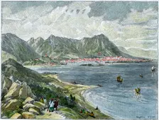 Victoria, Hong Kong, from the Chinese mainland, c1890