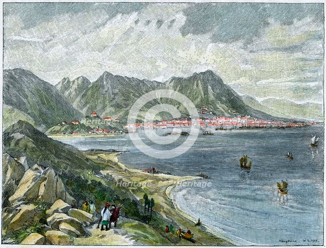 Victoria, Hong Kong, from the Chinese mainland, c1890. Artist: Unknown
