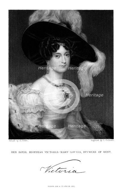 Victoria Mary Louisa, Duchess of Kent, 1832. Artist: J Cochran