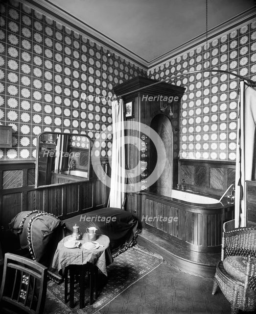 Victorian bathroom interior, 28 Ashley Place, Westminster, London, 1893. Artist: Henry Bedford Lemere.