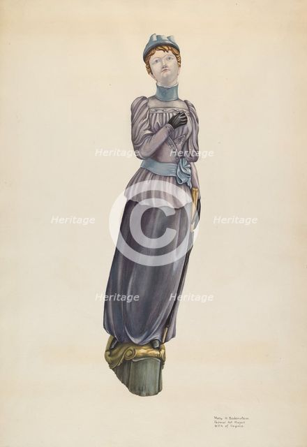 Victorian Lady Figurehead, c. 1938. Creator: Molly Bodenstein.