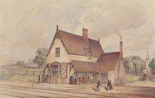 Victorian Rural Train Station and Railroad Crossing, 1844-77. Creator: John Connell Ogle