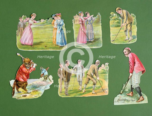 Victorian scraps on the theme of golf, c1890 - c1910. Artist: Unknown