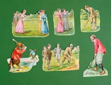 Victorian scraps on the theme of golf, c1890 - c1910. Creator: Unknown