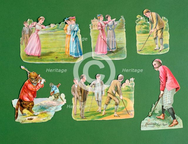 Victorian scraps on the theme of golf, c1890 - c1910. Creator: Unknown.