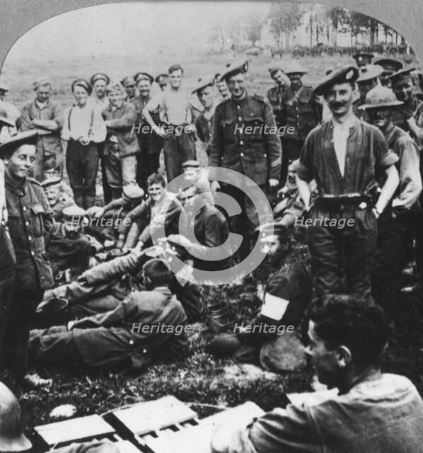 Victors and vanquished from the battle of Menin Road, Ypres, Flanders, Belgium, World War I, 1917. Artist: Realistic Travels Publishers